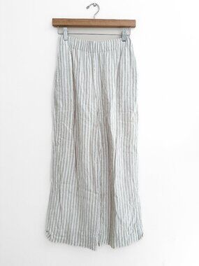 Abercrombie Linen-Blend Pull-On Pant - Tan and White Stripe XS Short (Women's)